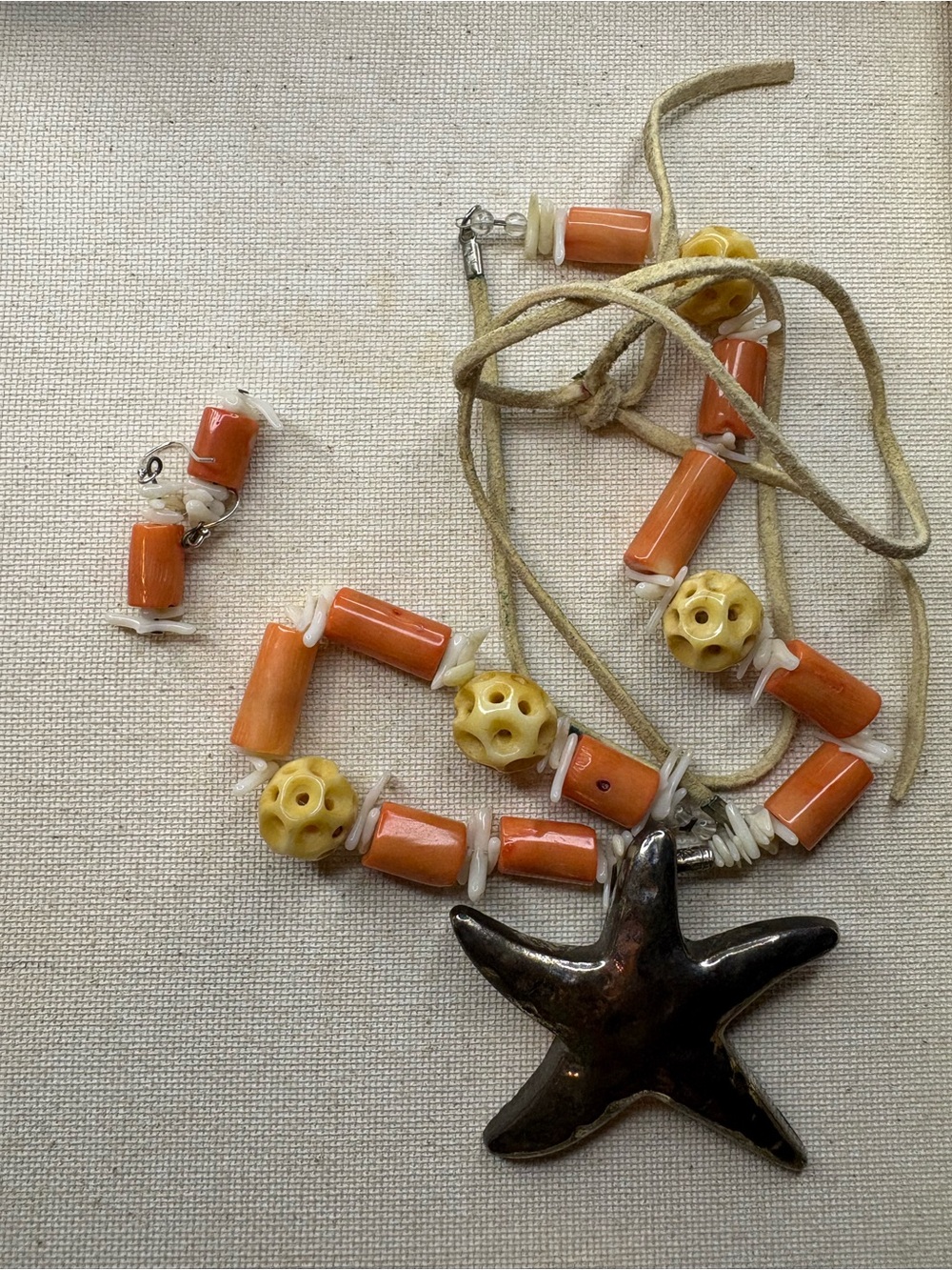 Beach-Inspired Orange & Yellow Bead Starfish Necklace